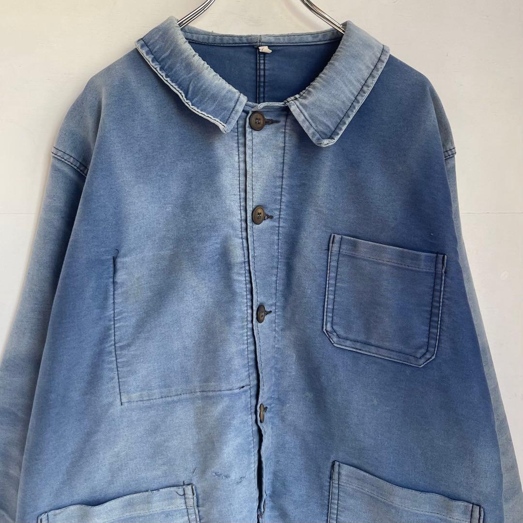 70s フレンチ モールスキンジャケット カバーオール ヴィンテージ フェード