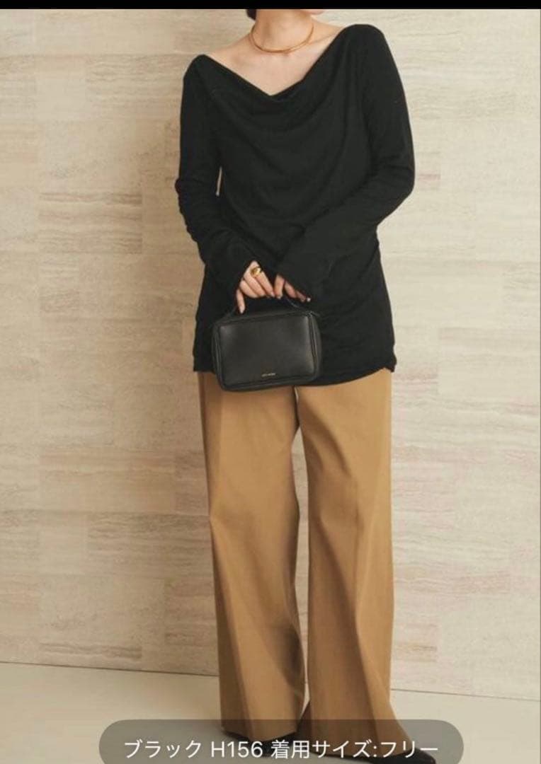 今季plage wool drape longTシャツ ブラック ニット ウール