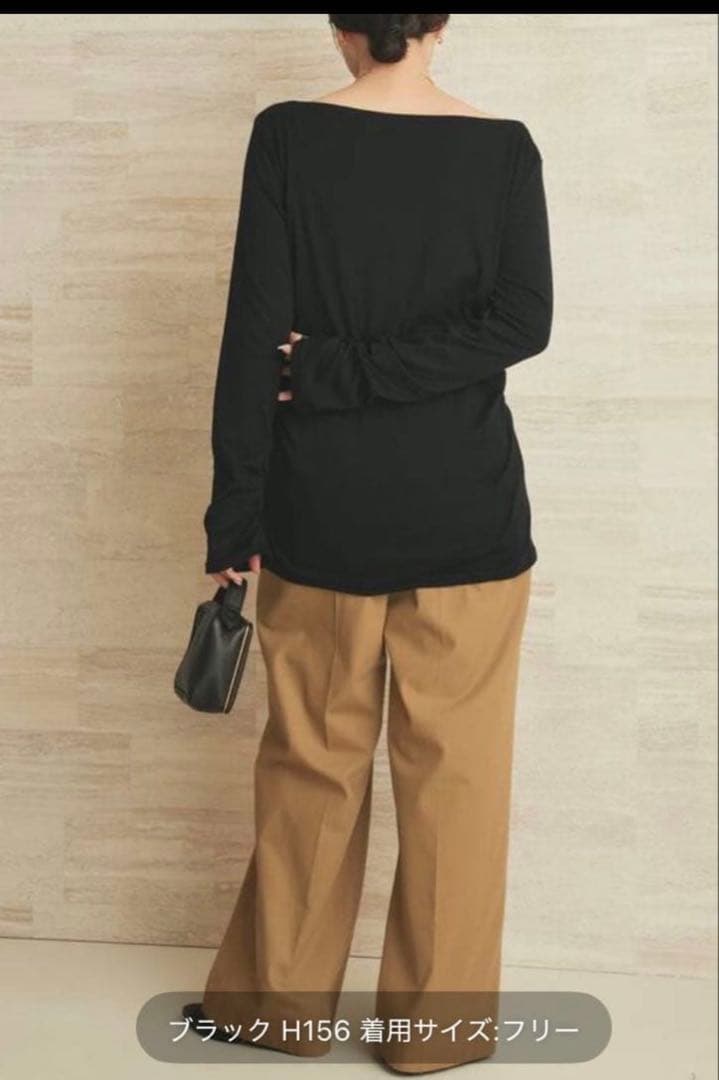 今季plage wool drape longTシャツ ブラック ニット ウール