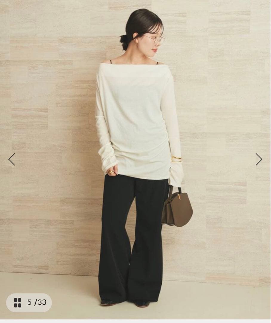 今季plage wool drape longTシャツ ブラック ニット ウール
