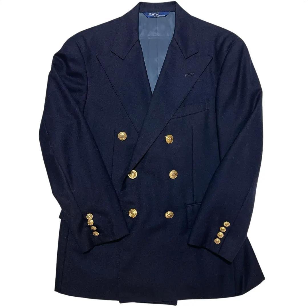 ポロバイラルフローレン 紺ブレ ダブル 金ボタン ブレザー L ヴィンテージ