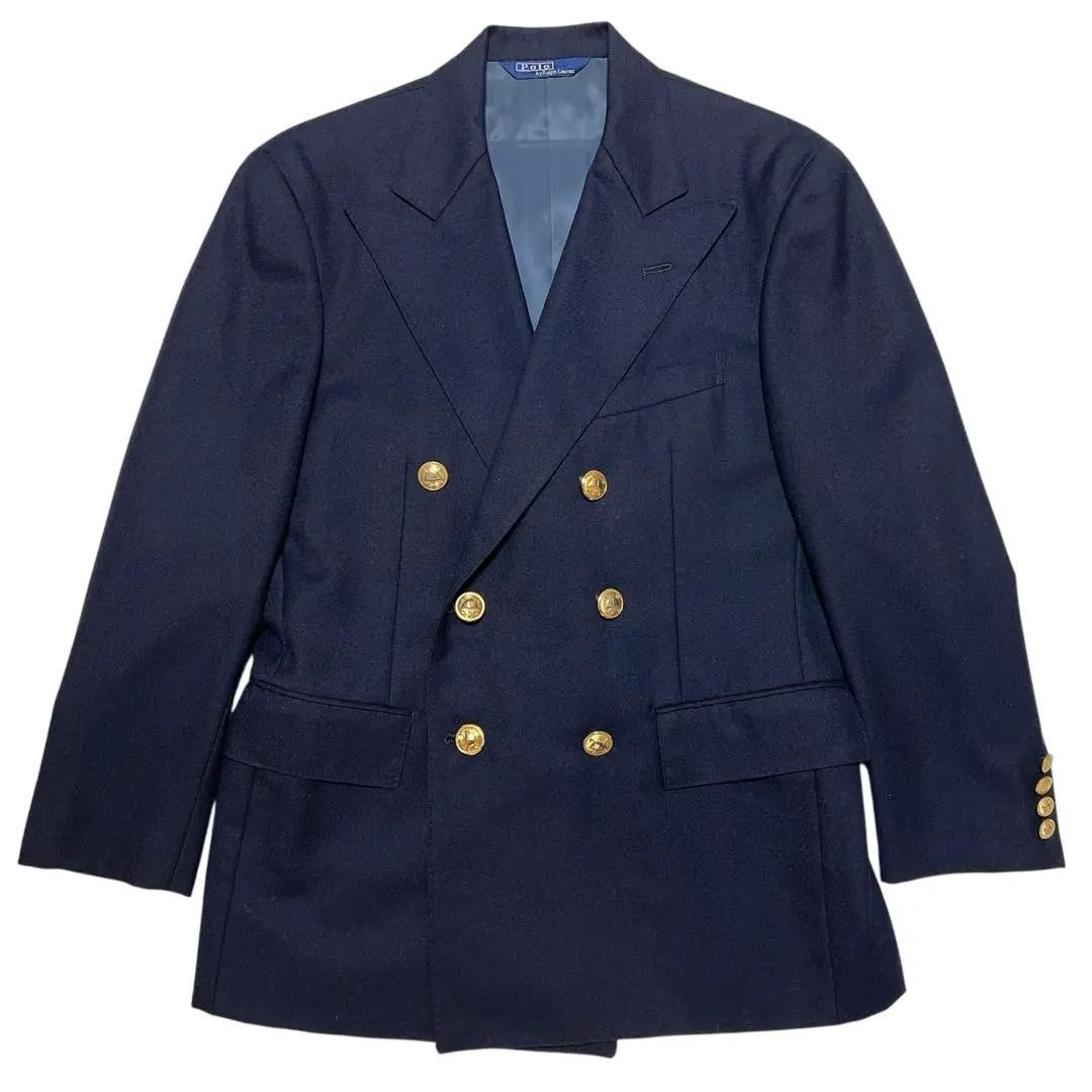 ポロバイラルフローレン 紺ブレ ダブル 金ボタン ブレザー L ヴィンテージ