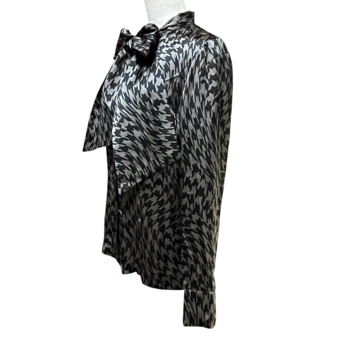 良品 LANVIN COLLECTION 千鳥格子 リボンブラウス 40 黒