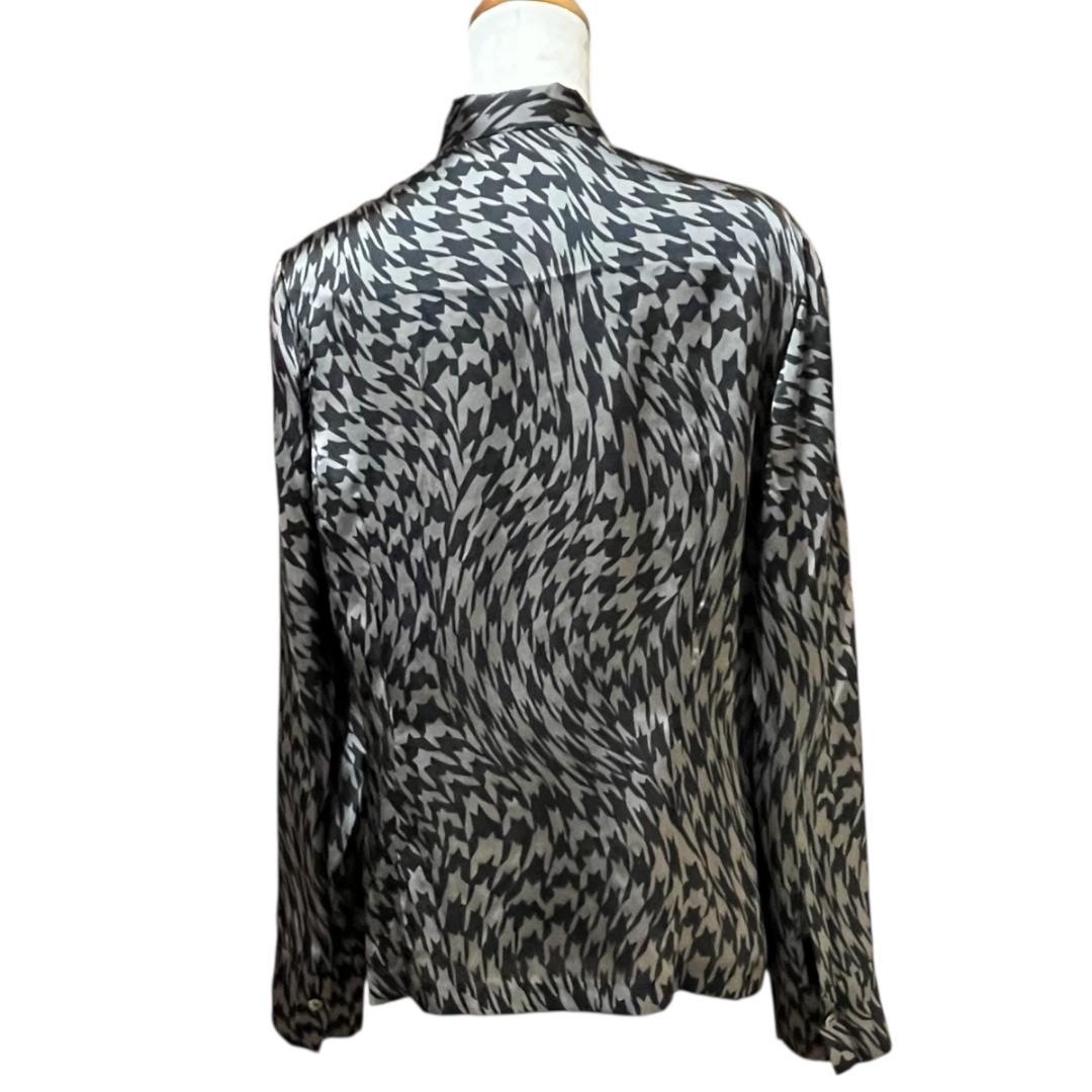 良品 LANVIN COLLECTION 千鳥格子 リボンブラウス 40 黒