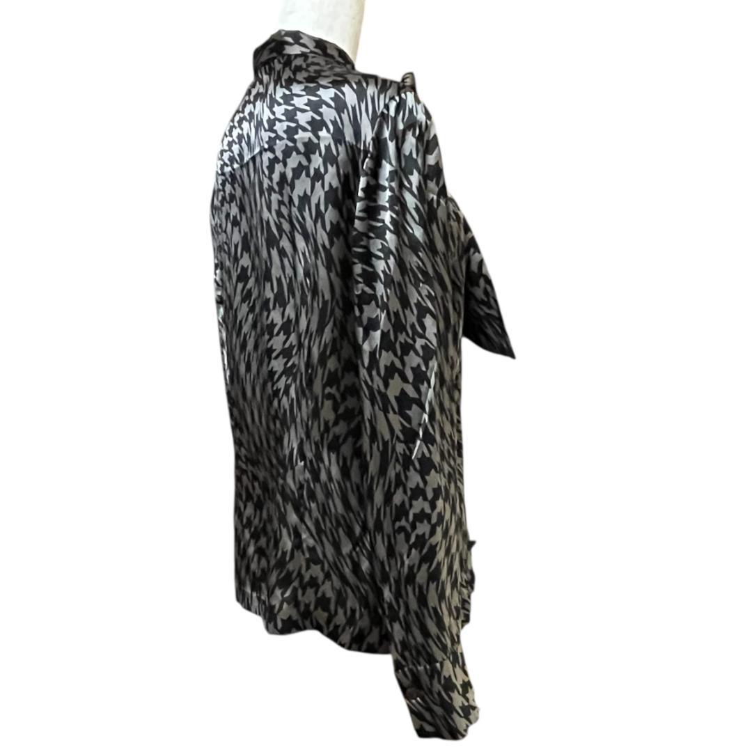 良品 LANVIN COLLECTION 千鳥格子 リボンブラウス 40 黒