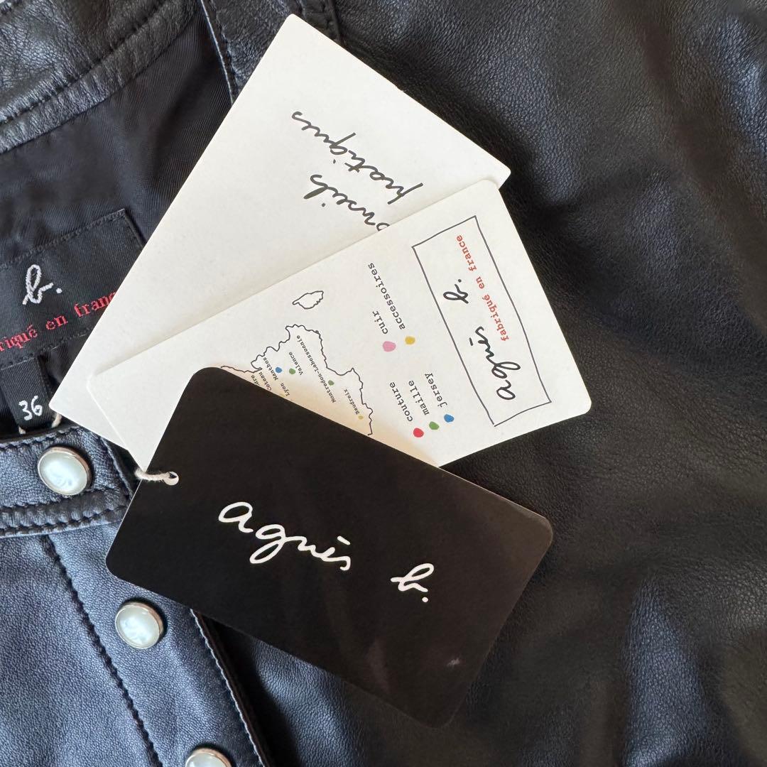 【新品未使用】アニエスベー　レザージャケット　黒　36