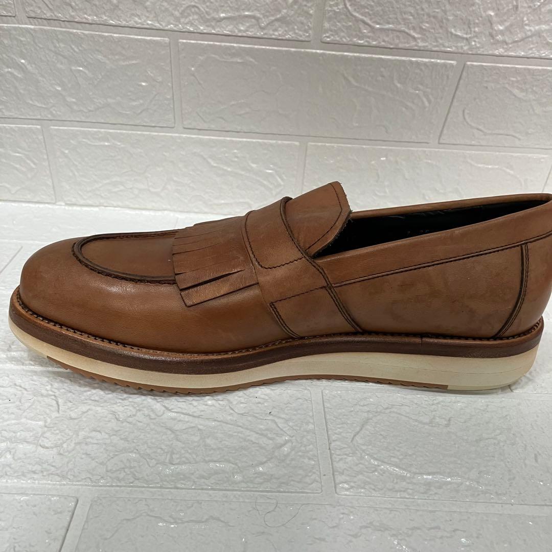 FERRAGAMO フェラガモ ブラウンレザー フリンジローファー 7 2E