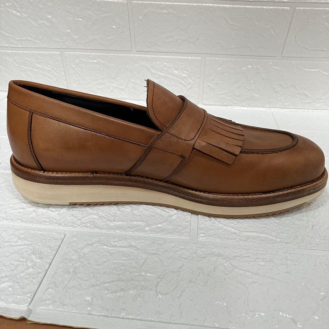 FERRAGAMO フェラガモ ブラウンレザー フリンジローファー 7 2E