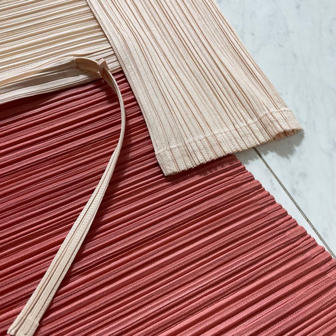 プリーツプリーズ イッセイミヤケ ロングワンピース 横プリーツ バイカラー