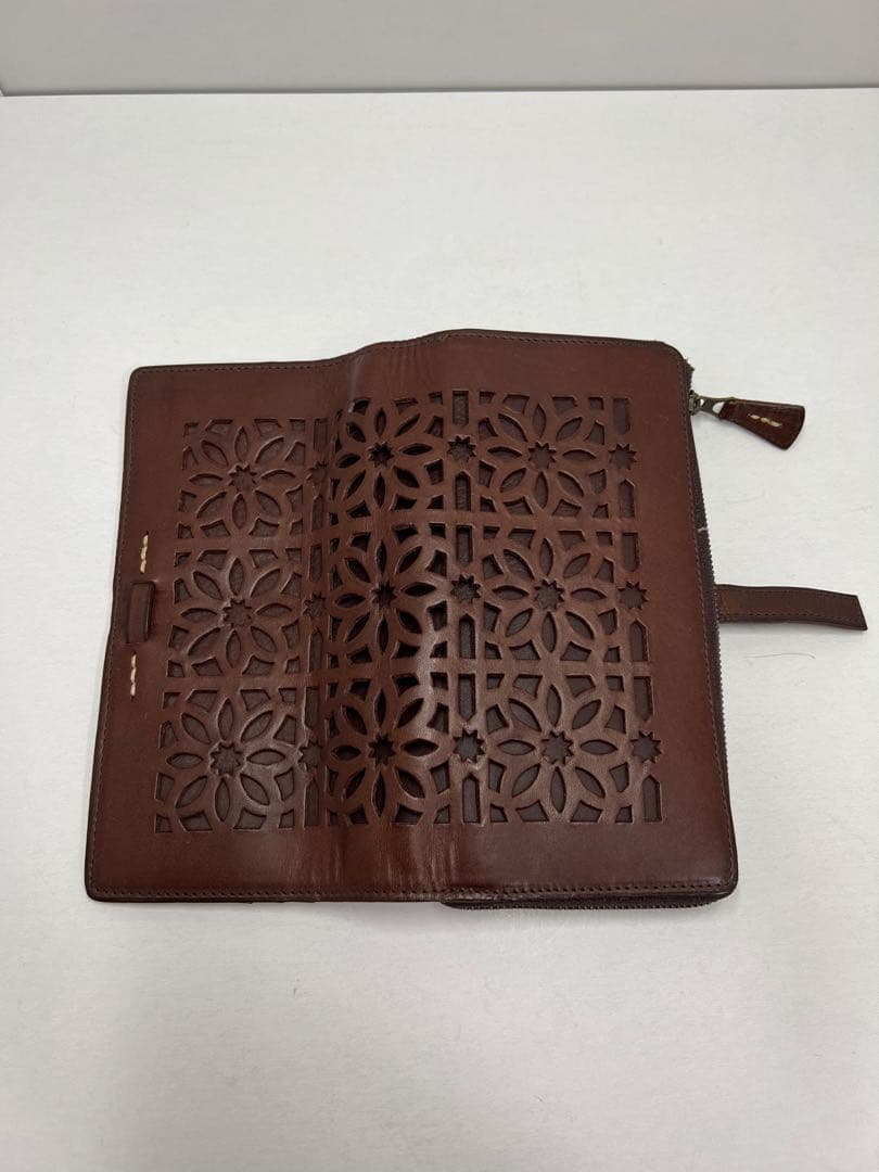 genten ゲンテン 長財布 L字ジップ ナチュラルレザー 本革ダークブラウン