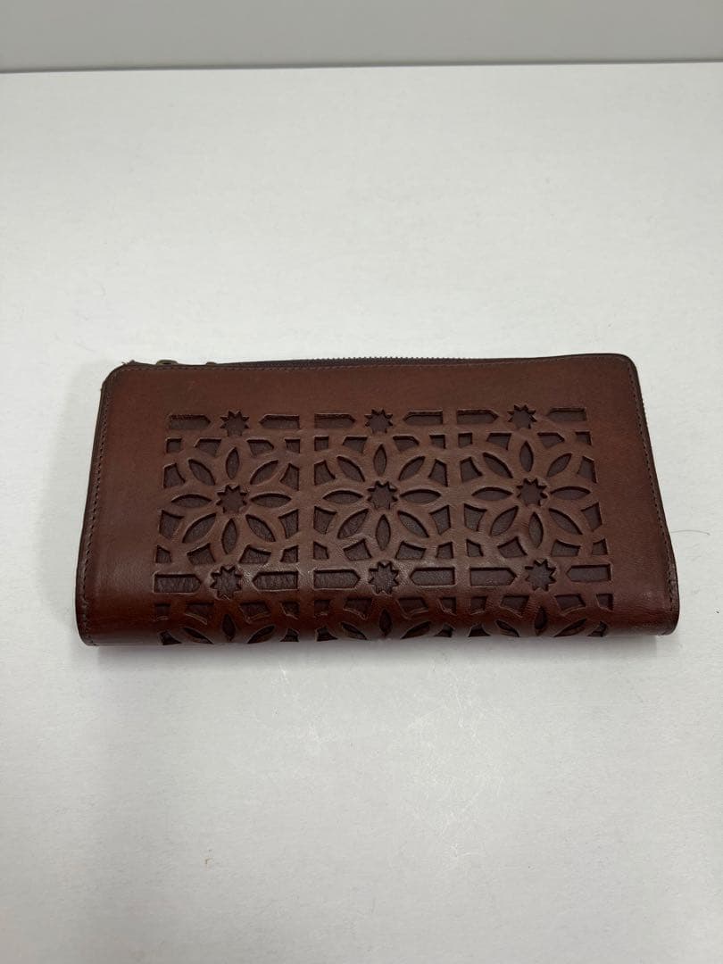 genten ゲンテン 長財布 L字ジップ ナチュラルレザー 本革ダークブラウン