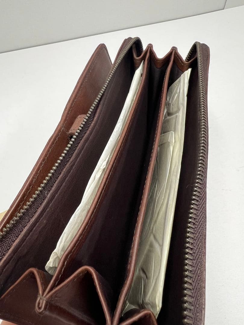 genten ゲンテン 長財布 L字ジップ ナチュラルレザー 本革ダークブラウン
