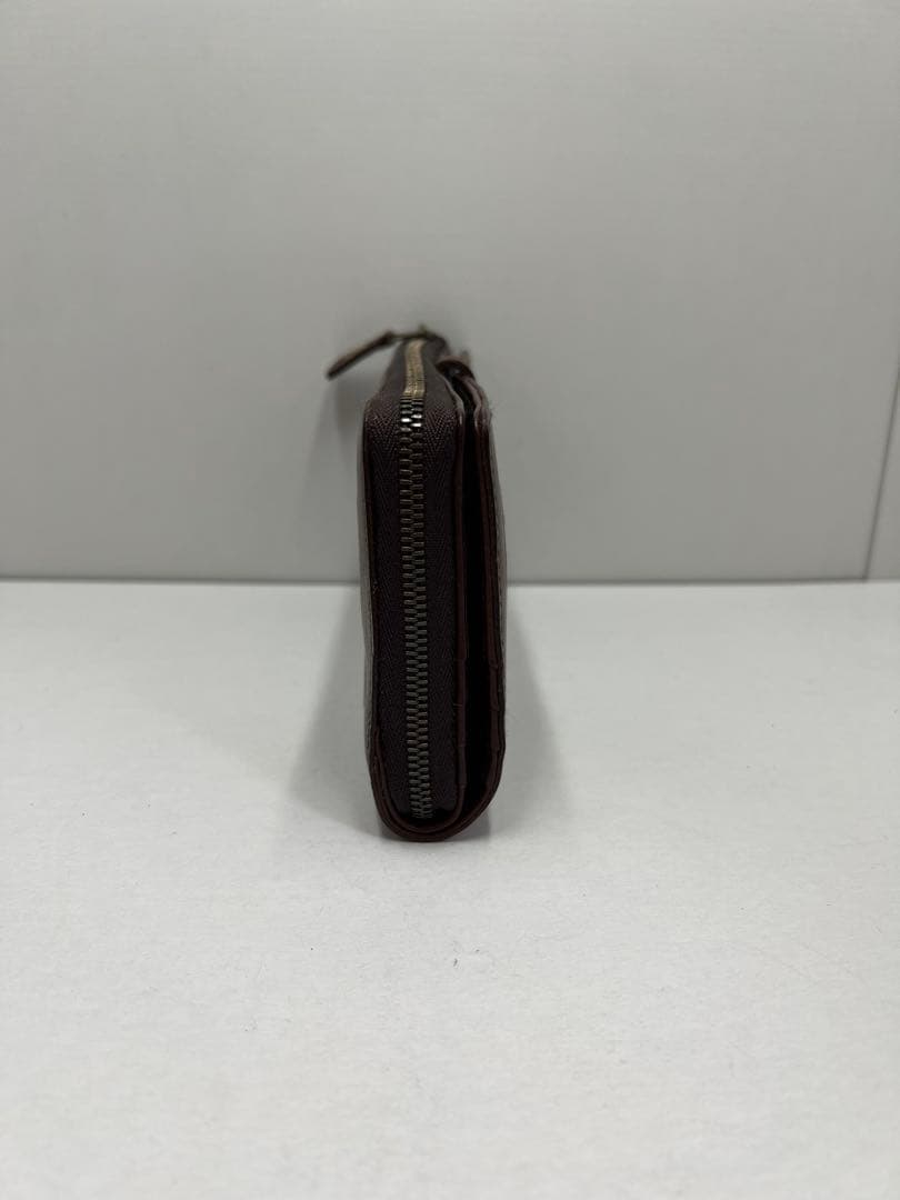 genten ゲンテン 長財布 L字ジップ ナチュラルレザー 本革ダークブラウン