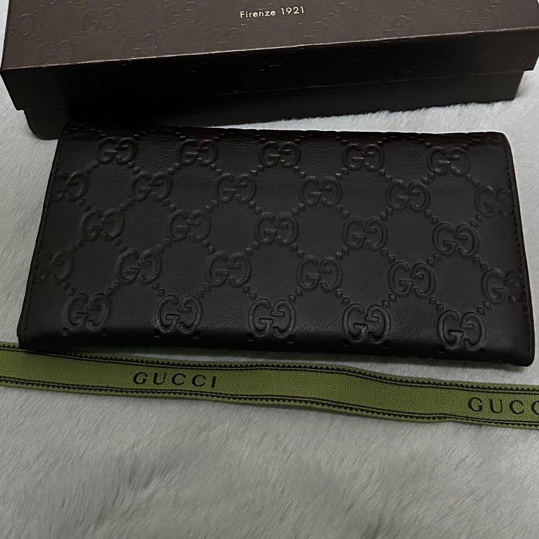 GUCCI グッチ　長財布　ブラウン　グッチシマ　GG