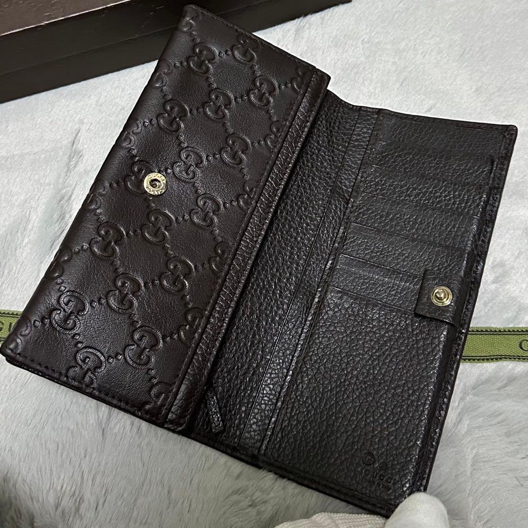 GUCCI グッチ　長財布　ブラウン　グッチシマ　GG