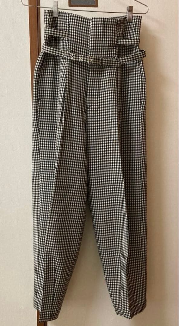 ハイウエスト 白黒チェック ウール秋冬パンツ　レディースM 1987年　川久保怜