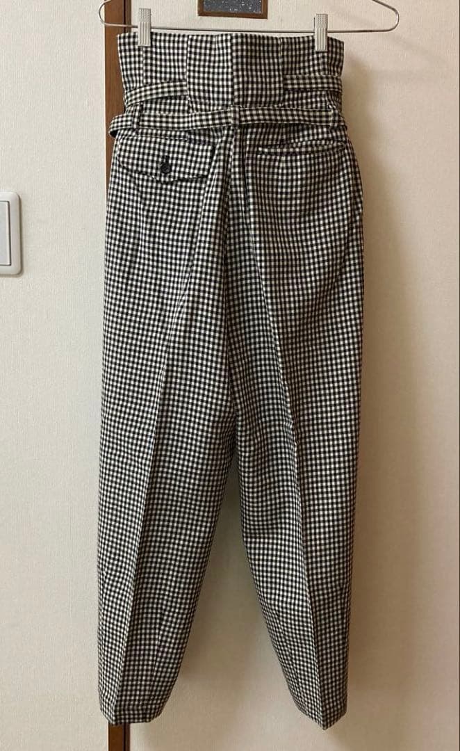 ハイウエスト 白黒チェック ウール秋冬パンツ　レディースM 1987年　川久保怜