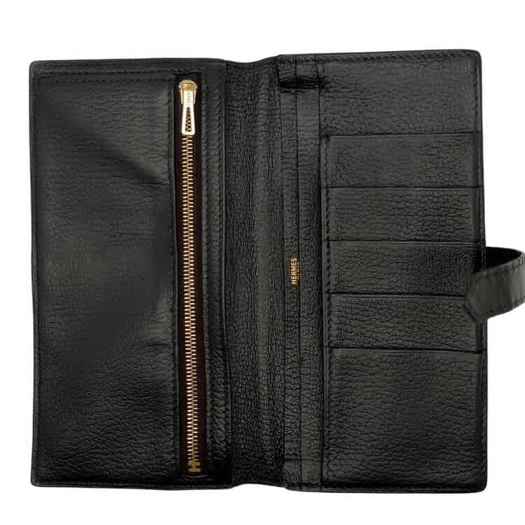 美品 HERMES エルメス ベアン スフレ ▢L刻印 長財布 ブラック