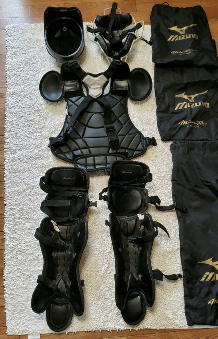 ぬ*ち様 ミズノプロ 軟式 キャッチャー防具 フルセット袋付き