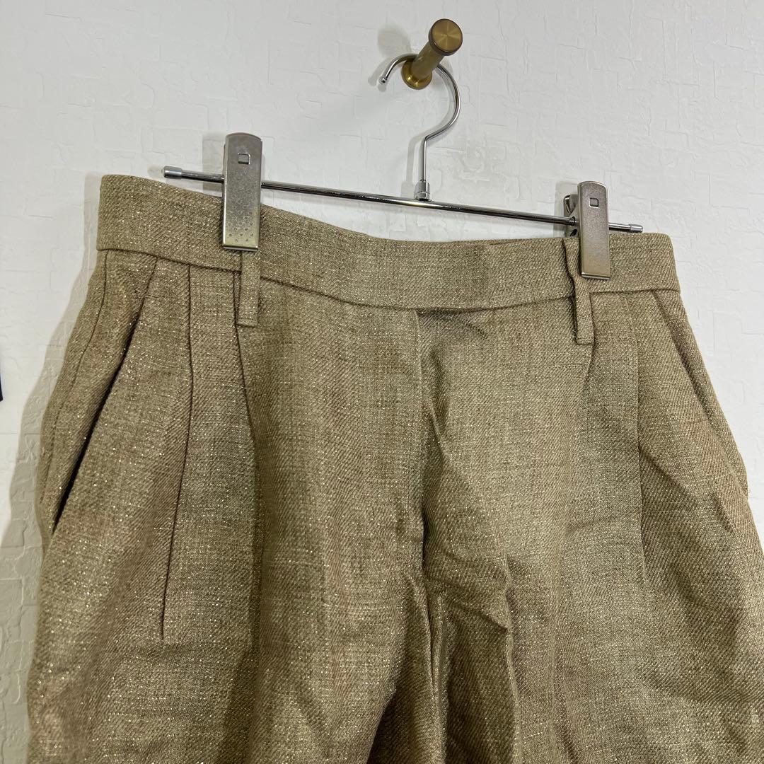 ブルネロクチネリ ハーフパンツ(L相当)リネン イタリア製 ツータック ラメ