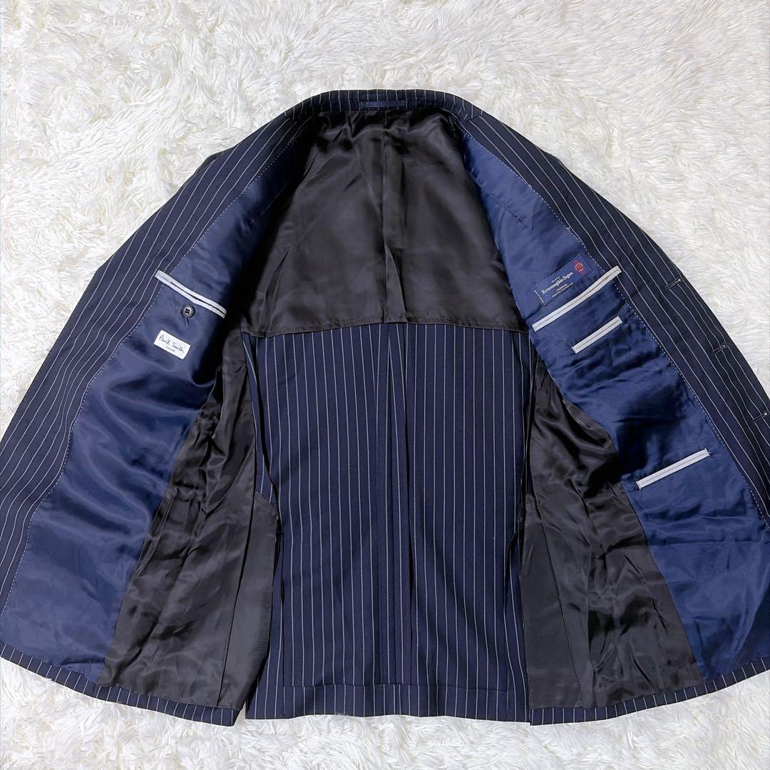 美品✨　ポールスミス　ロンドン　ストライプ　ネイビー　ゼニア　背抜き