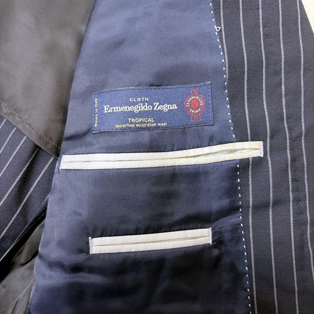 美品✨　ポールスミス　ロンドン　ストライプ　ネイビー　ゼニア　背抜き