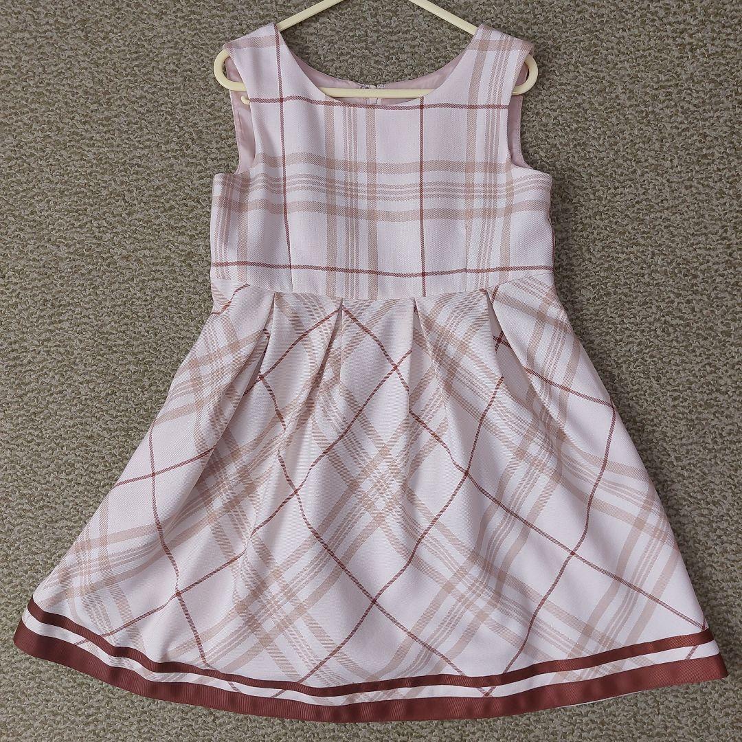 120size ベージュ×チェック 入学 卒園 発表会 セレモニー フォーマル