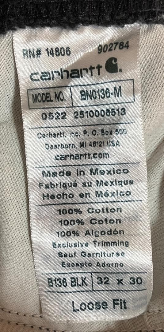 【W32 L30】カーハート ダブルニー ブラック Carhartt 黒