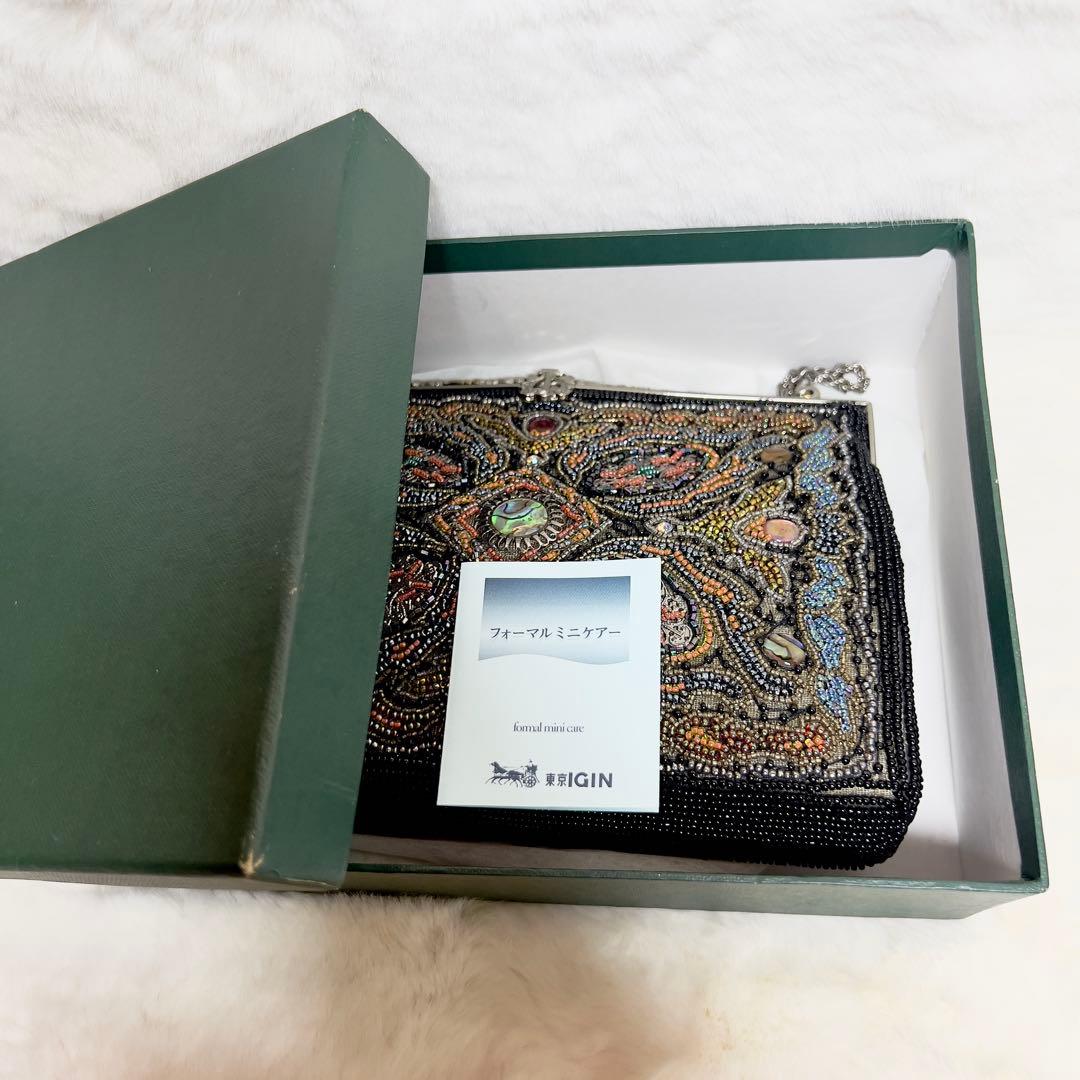 【新品】東京イギン ビーズバッグ ハンドバッグ 総ビーズ刺繍 希少 パーティー