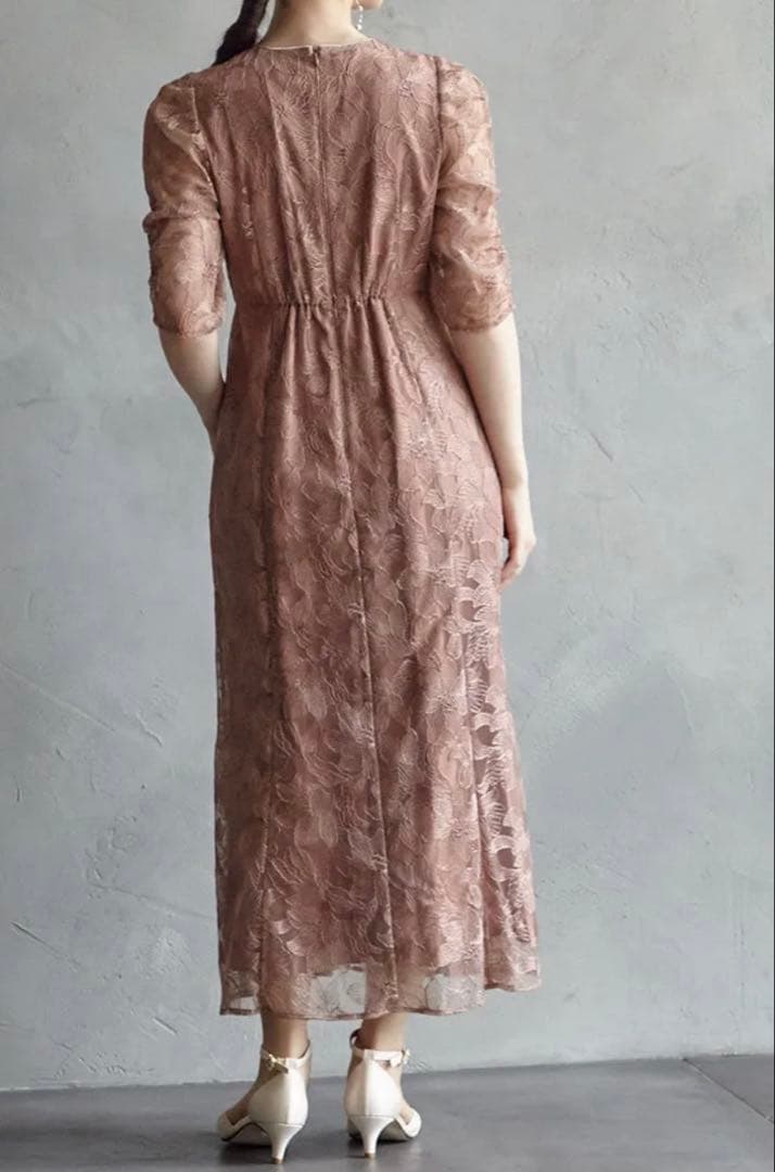 AIMER エンブロイダリーチュールパイピングドレス レースワンピース 結婚式