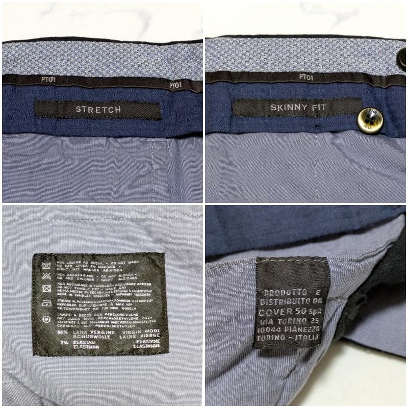 PT01 ウール混 SKINNY FIT ストレッチ スラックス 48