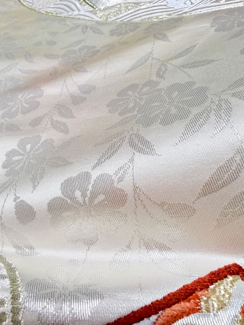 高級 袋帯 正絹 六通柄 香織袋帯 シルバー ホワイト 唐織 かるた遊び 訪問着