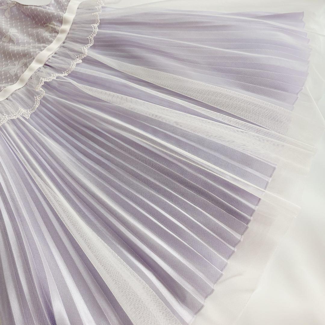 ラベンダー×ホワイト 120 セレモニー 入学 卒園 発表会 フォーマル