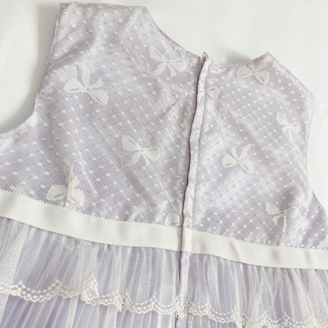 ラベンダー×ホワイト 120 セレモニー 入学 卒園 発表会 フォーマル