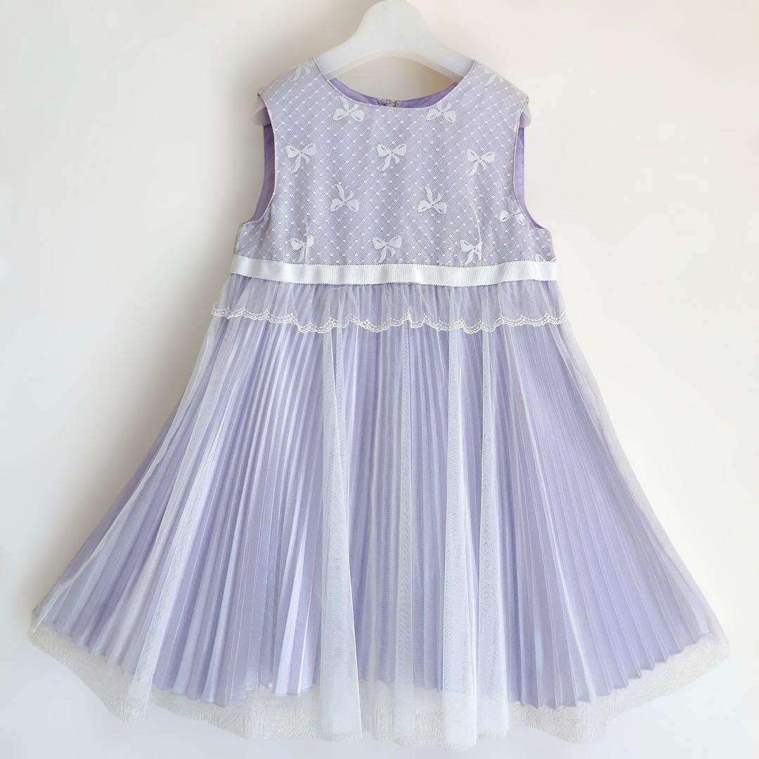 ラベンダー×ホワイト 120 セレモニー 入学 卒園 発表会 フォーマル