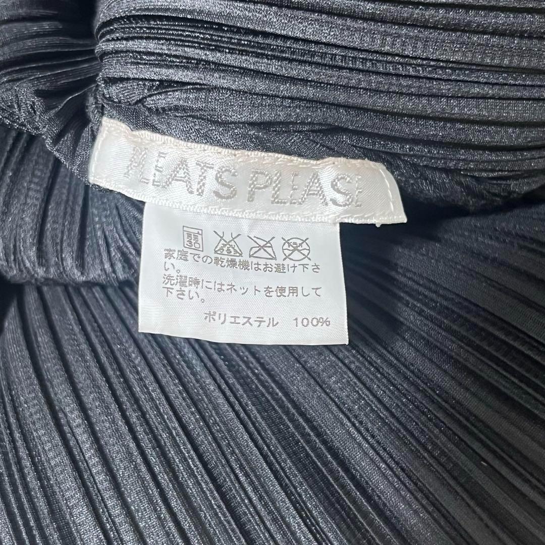 プリーツプリーズ　チュニック　Aライン　ワンピース　L フレンチスリーブ　黒