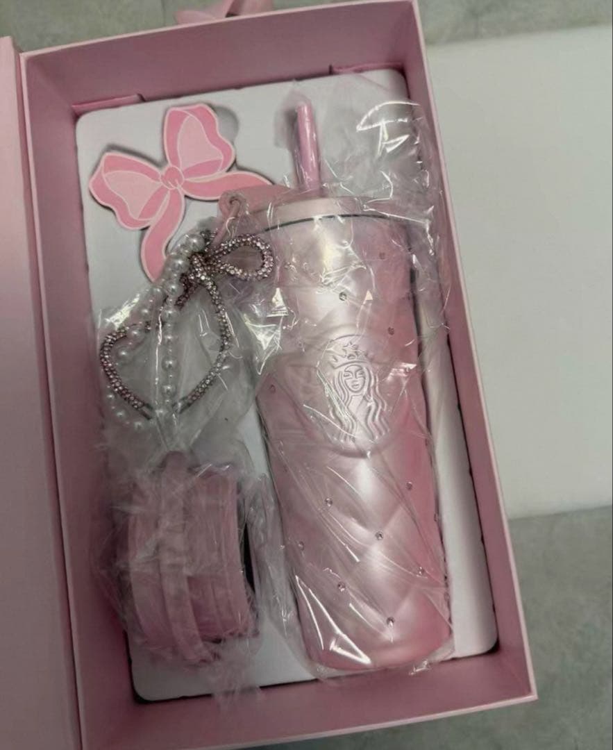 中国スターバックス　ステンレスタンブラー　ラインストーン　バレンタイン2個セット