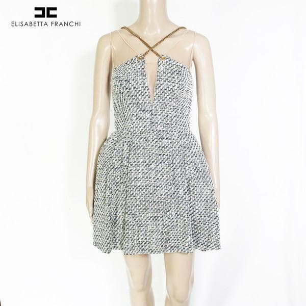 新品 エリザベッタフランキ ツイード調ワンピース 38 EOP1661 Sサイズ