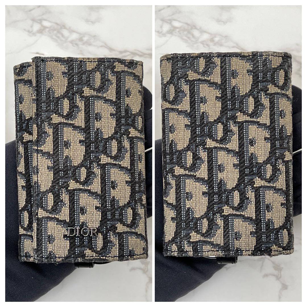 ディオール キーケース オブリーク ジャカード 現行品 ベージュ/ブラック