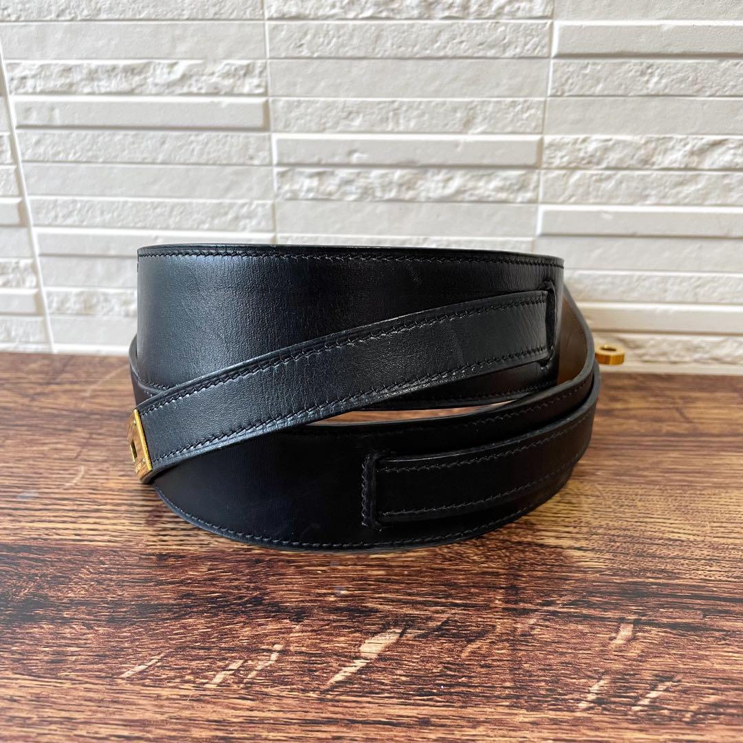良品 エルメス ケリー ベルト レザー ゴールド 金具 ターンロック