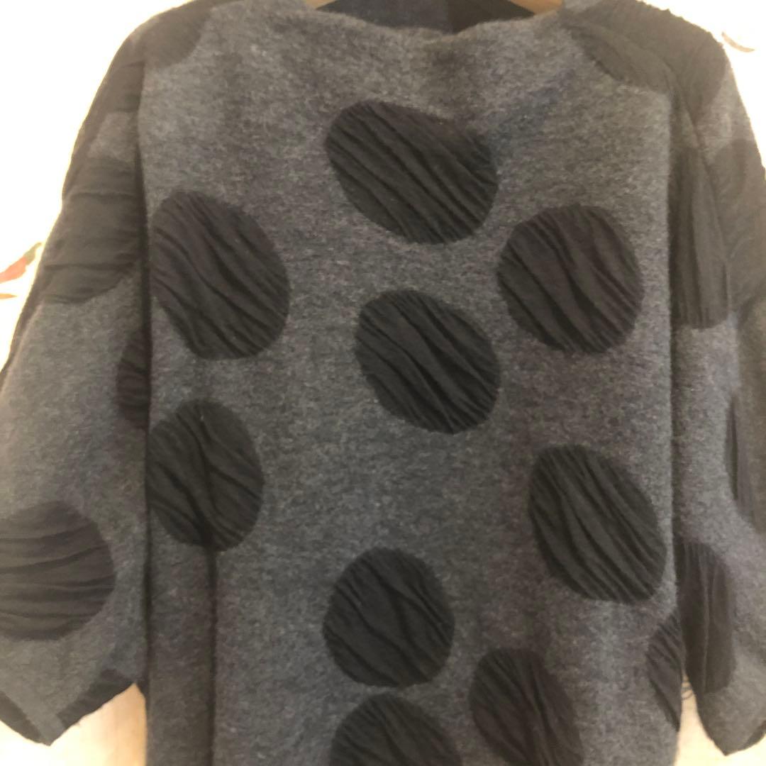 センソユニコ芽風グレー ドット柄 五分袖チュニック