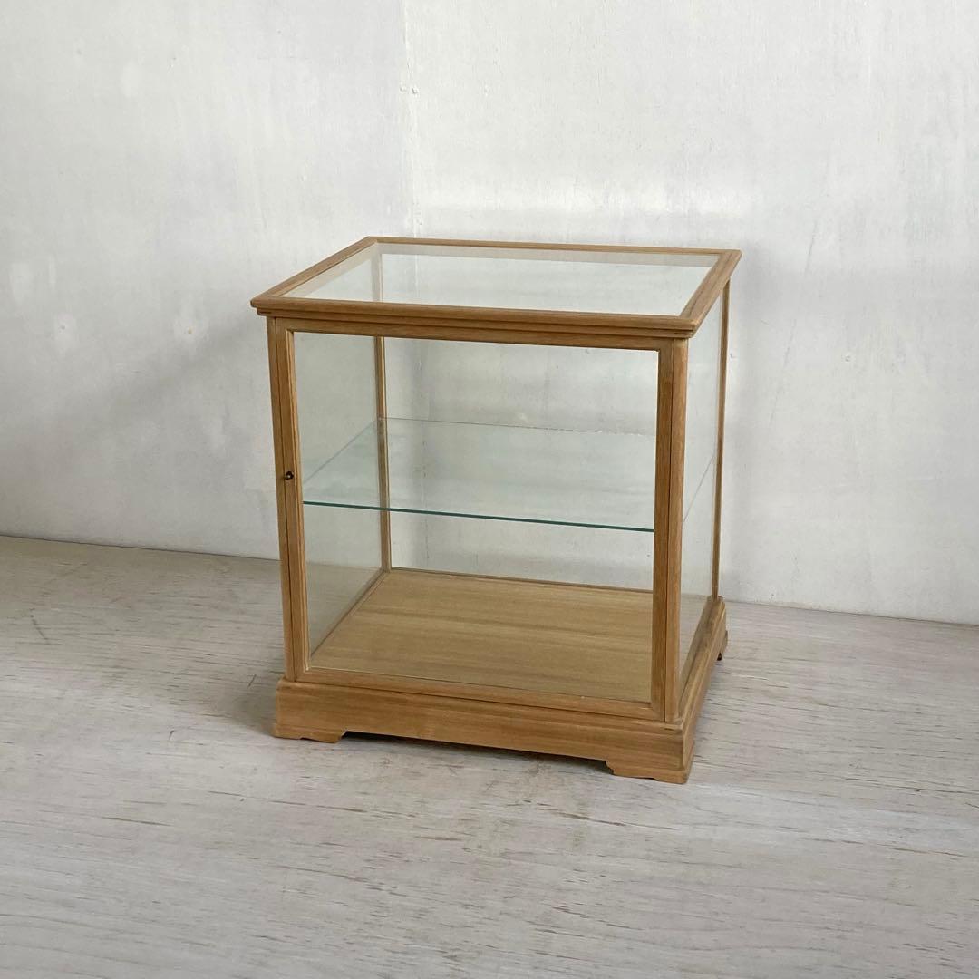 古い木製 ガラスケース 2段 ショーケース 展示ケース パンケース 店舗什器