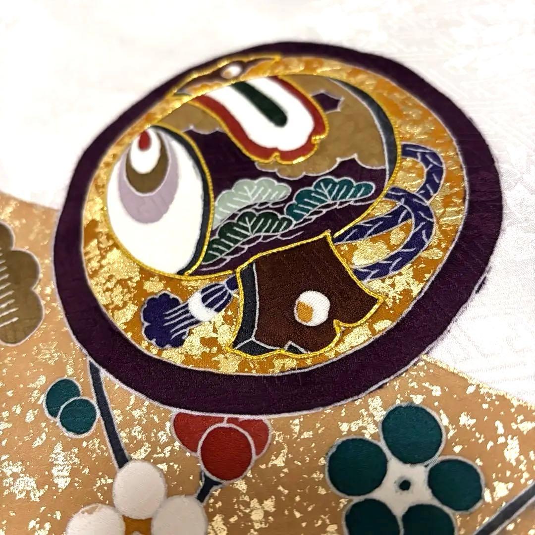 【新品未使用】手書き京友禅 お宮参り 産着 祝着 襦袢付 新品たとう紙付 正絹