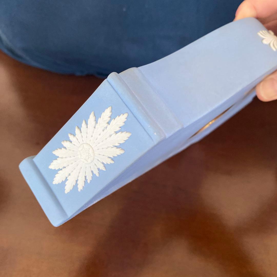 ウェッジウッド　ジャスパー　置き時計　ペールブルー