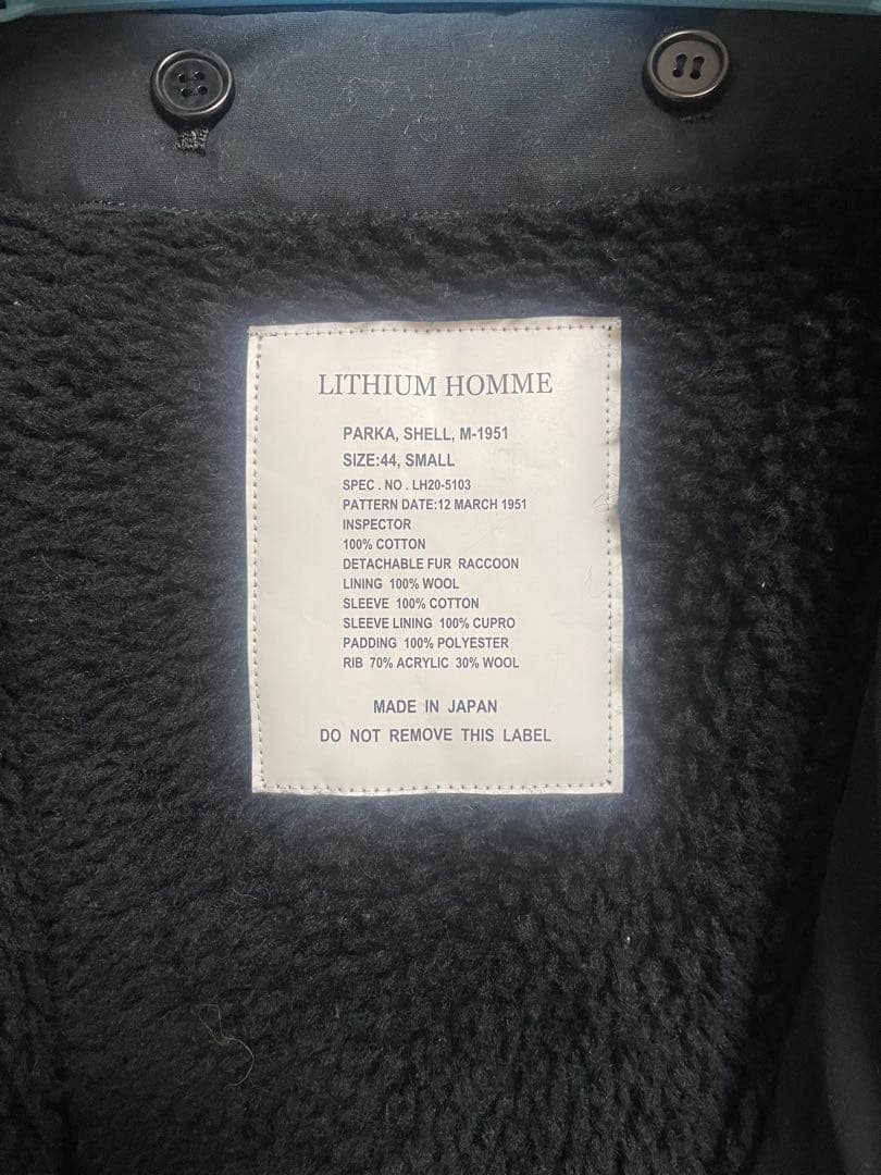 ★LITHIUM HOMME ★モッズコート/ブラック44