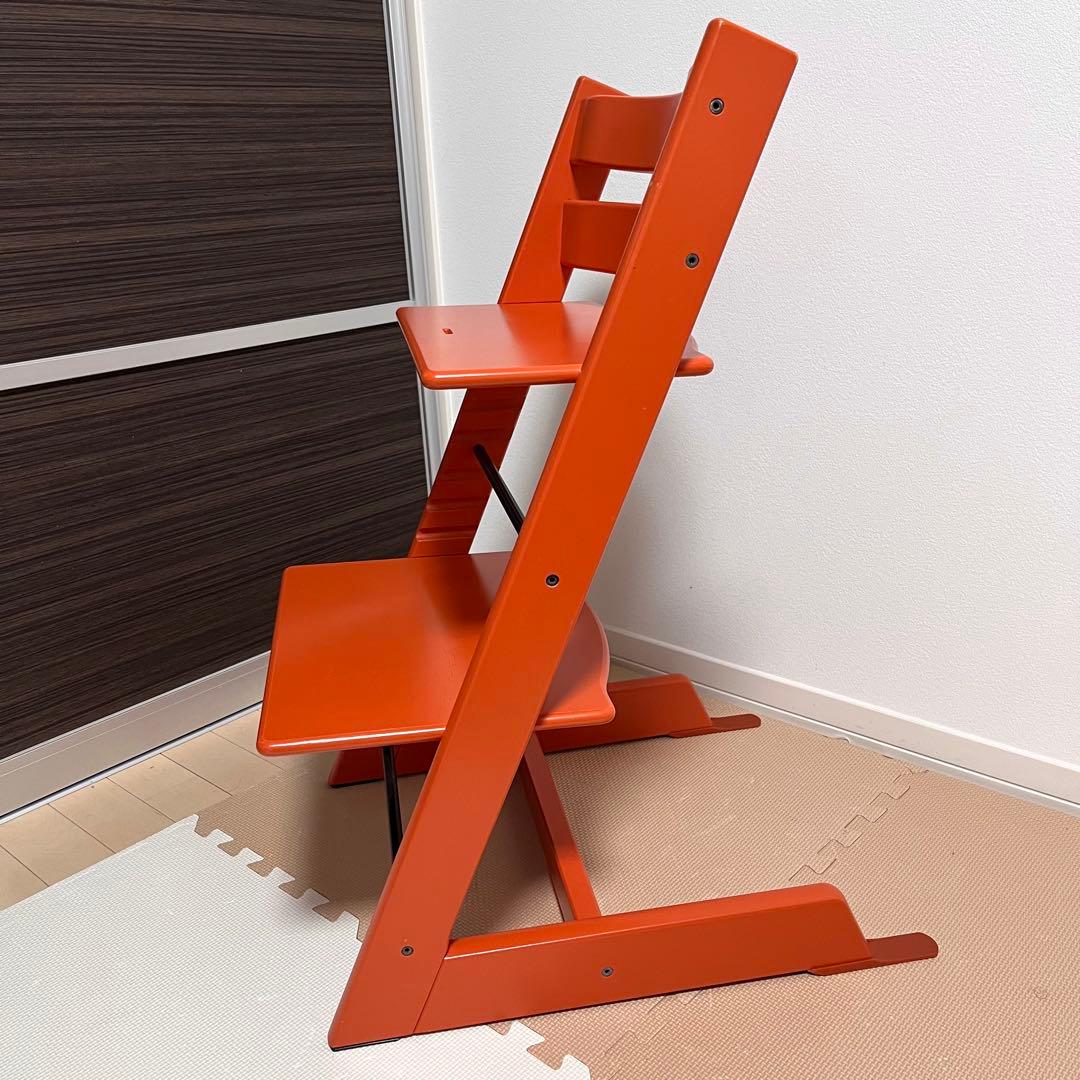 【美品】No.4　ストッケ　トリップトラップ　オレンジ　ベビーセット付き