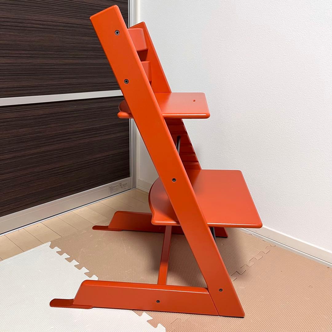 【美品】No.4　ストッケ　トリップトラップ　オレンジ　ベビーセット付き