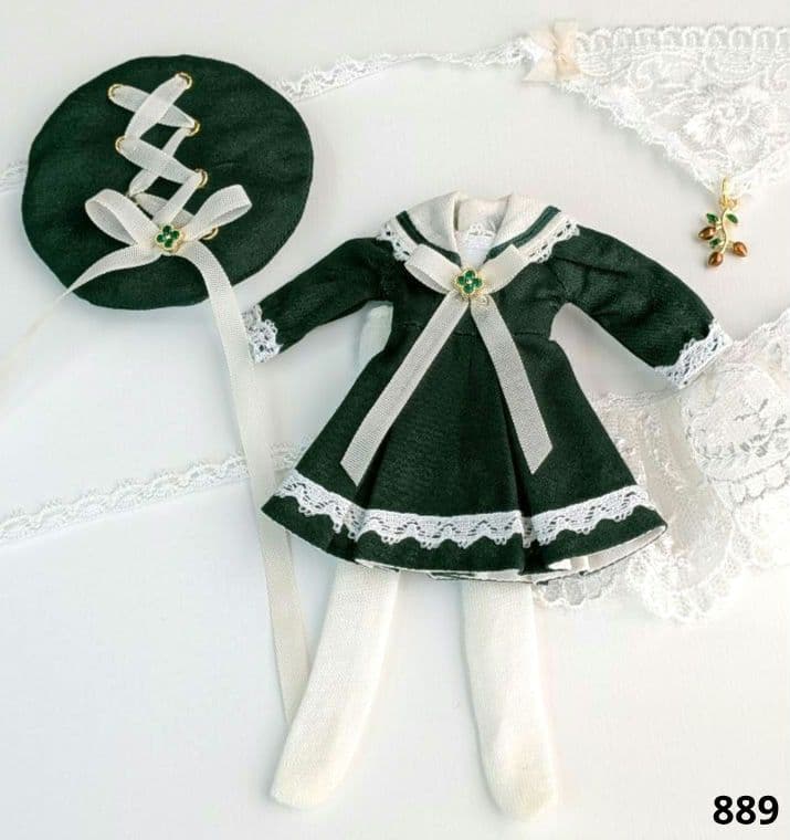 【ピコニーモP専用】レースセーラーワンピース ダークグリーン 889
