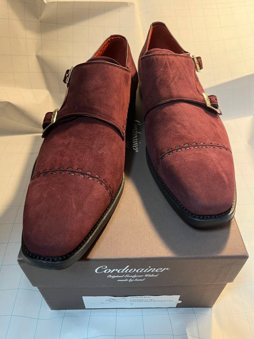 特価　新品　綺麗なワインレッド　ダブルモンク　スペイン　Cordwainer