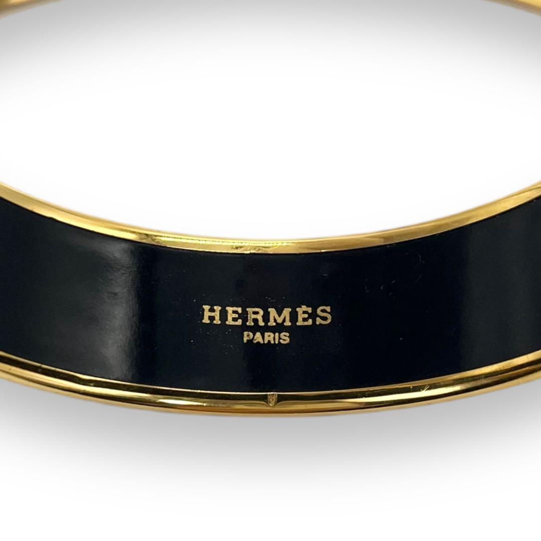 極美品■HERMES ブレスレット バングル エマイユGM ネイビー 七宝